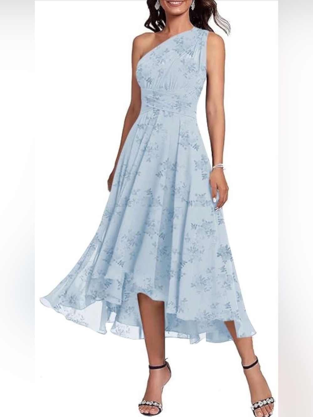 ZESICA Convertible straps Light Blue Floral formal dress NWT Size 4